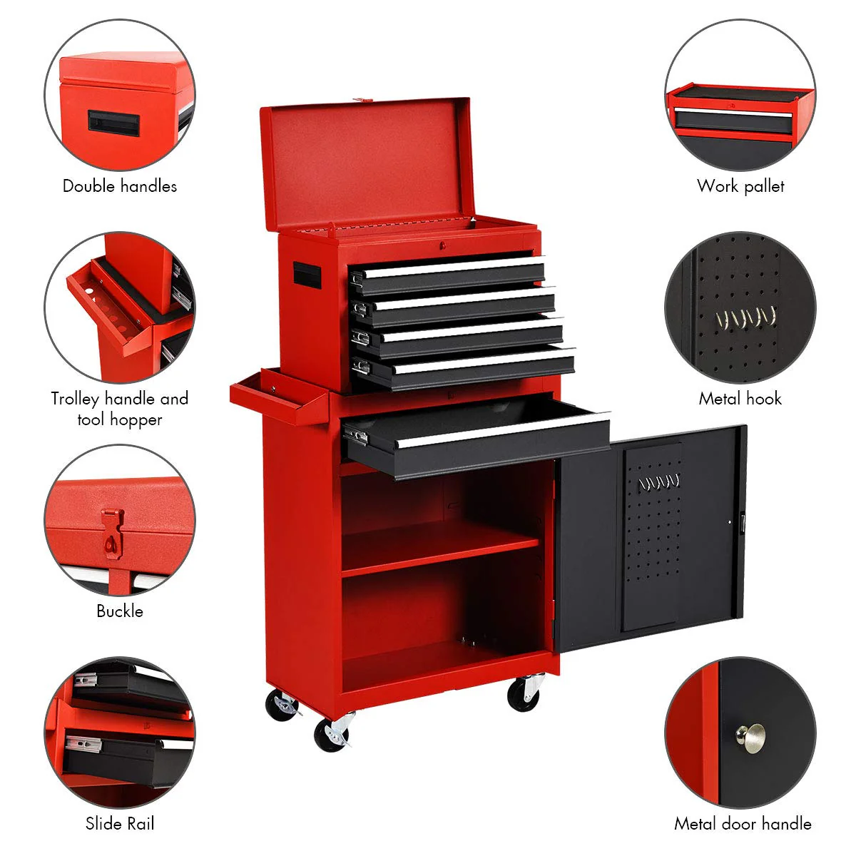 5-Drawer Rolling Tool Chest, Tool Storage Box - Image 11