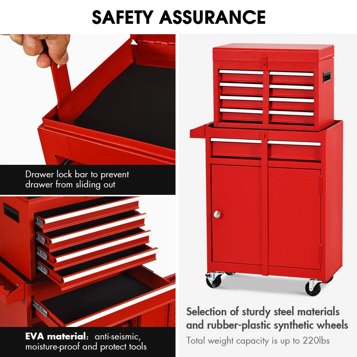 5-Drawer Rolling Tool Chest, Tool Storage Box - Image 9