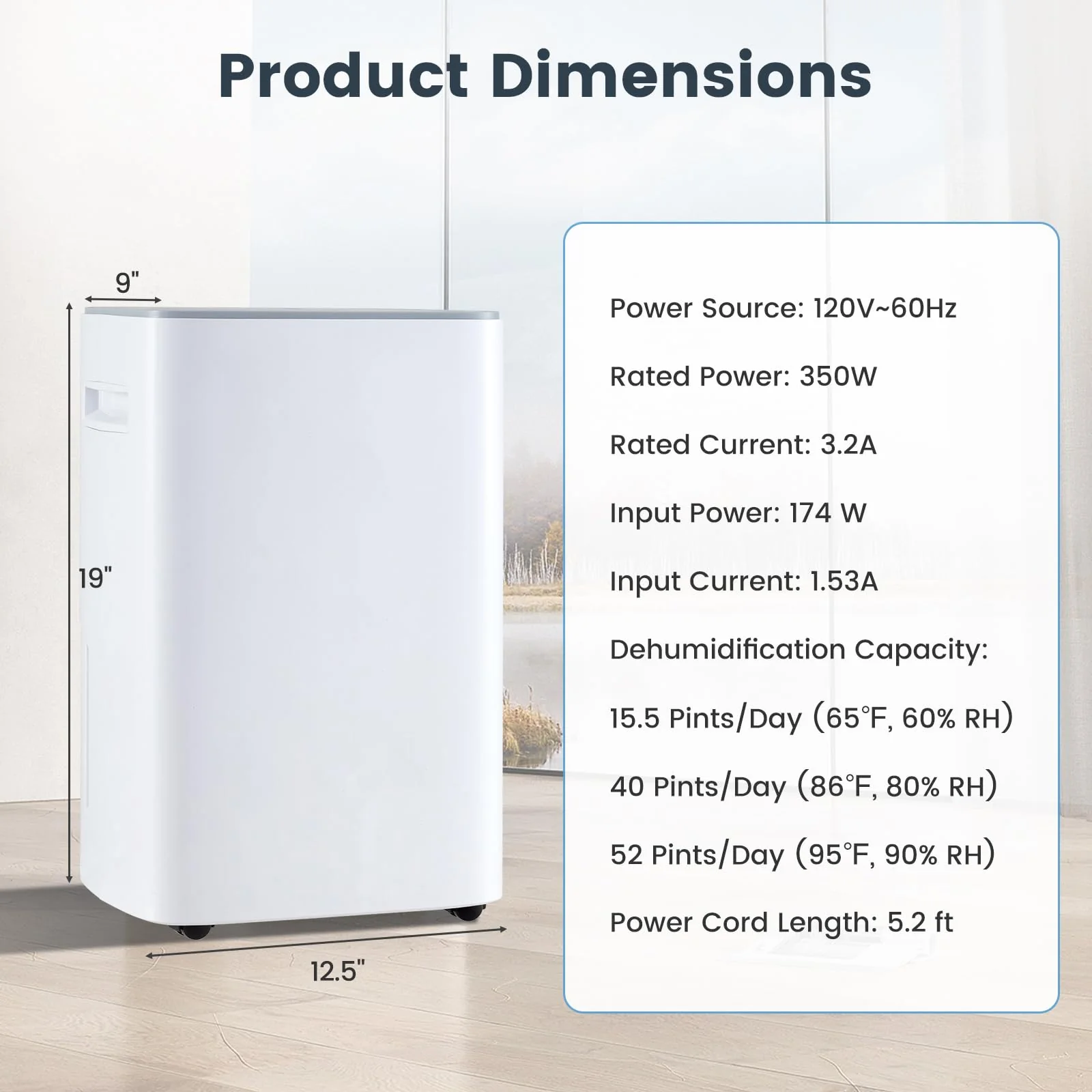52 Pint Dehumidifier for Basement, 4500 Sq. Ft Portable Dehumidifier w/Auto & Manual Drainage - Image 7
