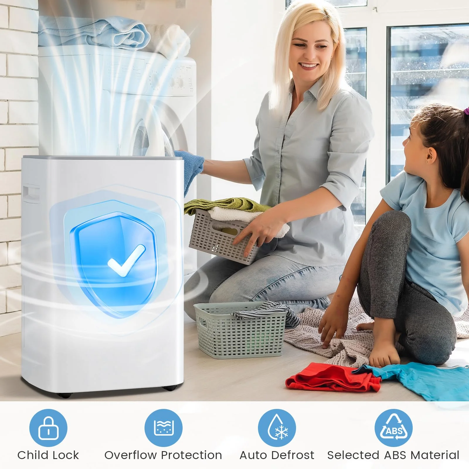 52 Pint Dehumidifier for Basement, 4500 Sq. Ft Portable Dehumidifier w/Auto & Manual Drainage - Image 9