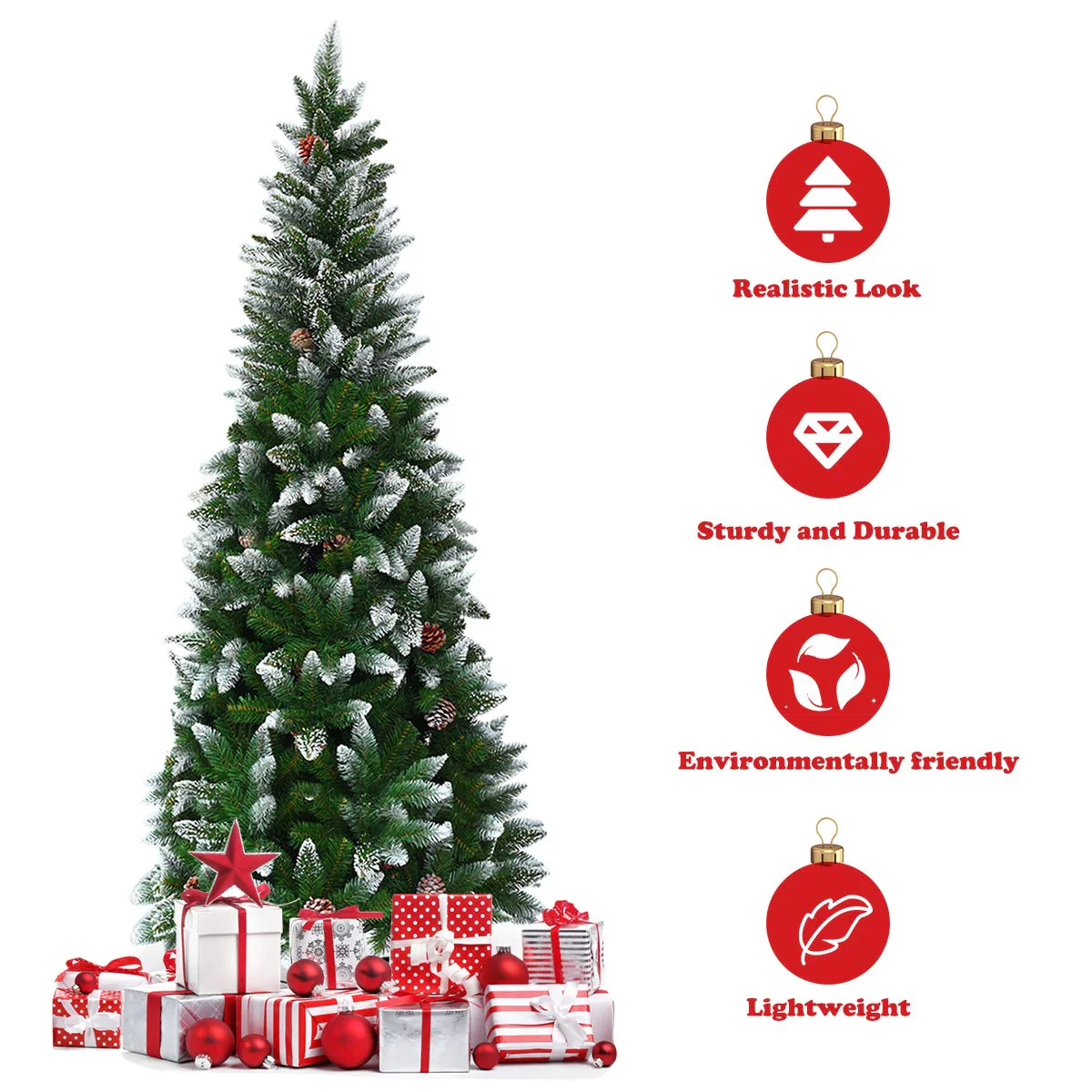 5ft, 6FT 7.5FT Artificial Pencil Christmas Tree - Image 4