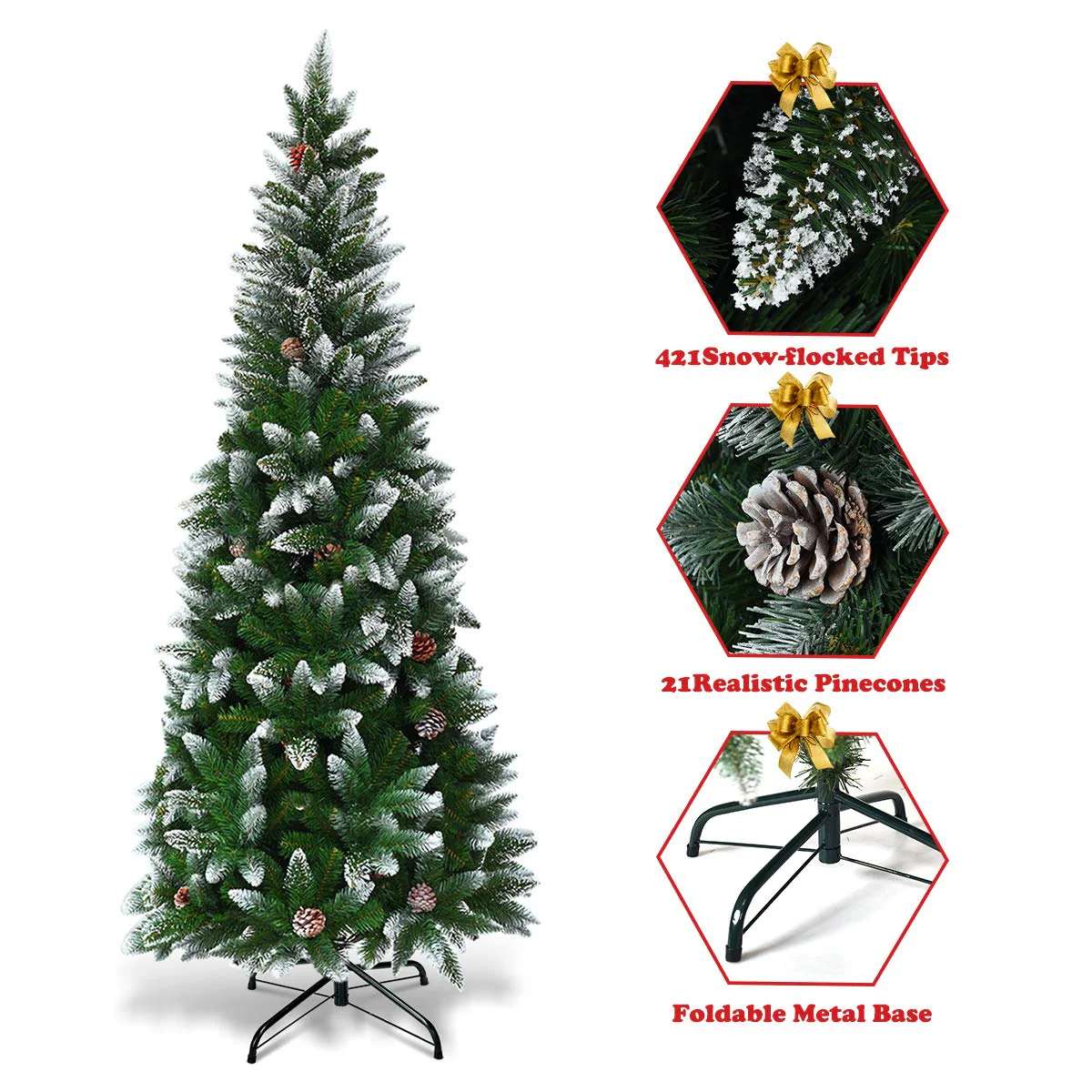 5ft, 6FT 7.5FT Artificial Pencil Christmas Tree - Image 5