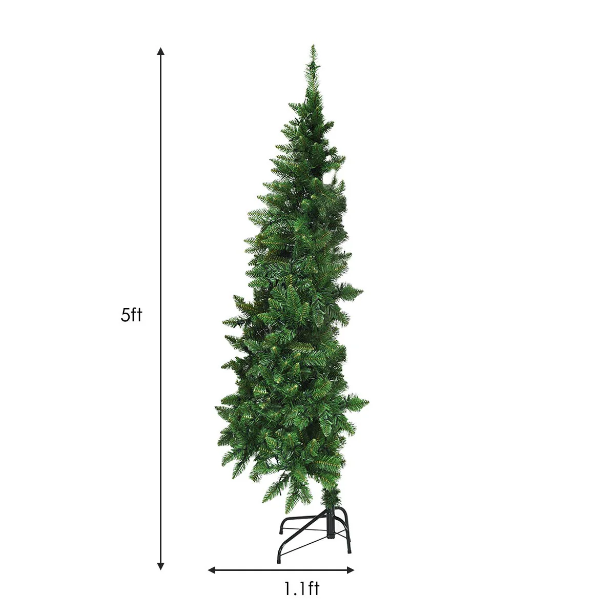 5ft/6ft Prelit Half-Shape Christmas Tree, Premium PVC Needles Artificial Tree - Image 8