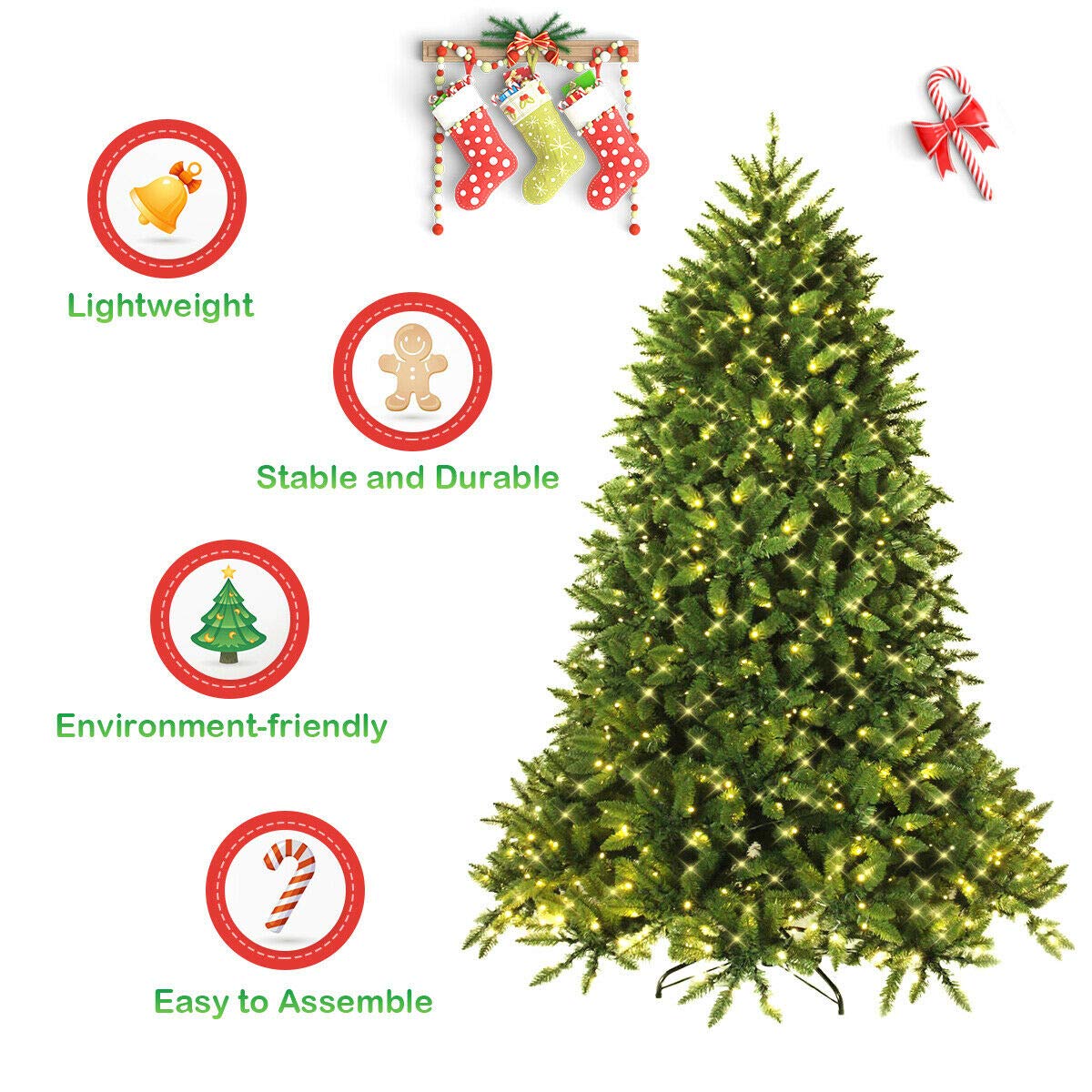 5ft Prelit Christmas Tree, Premium Hinged Artificial Fir Tree - Image 6