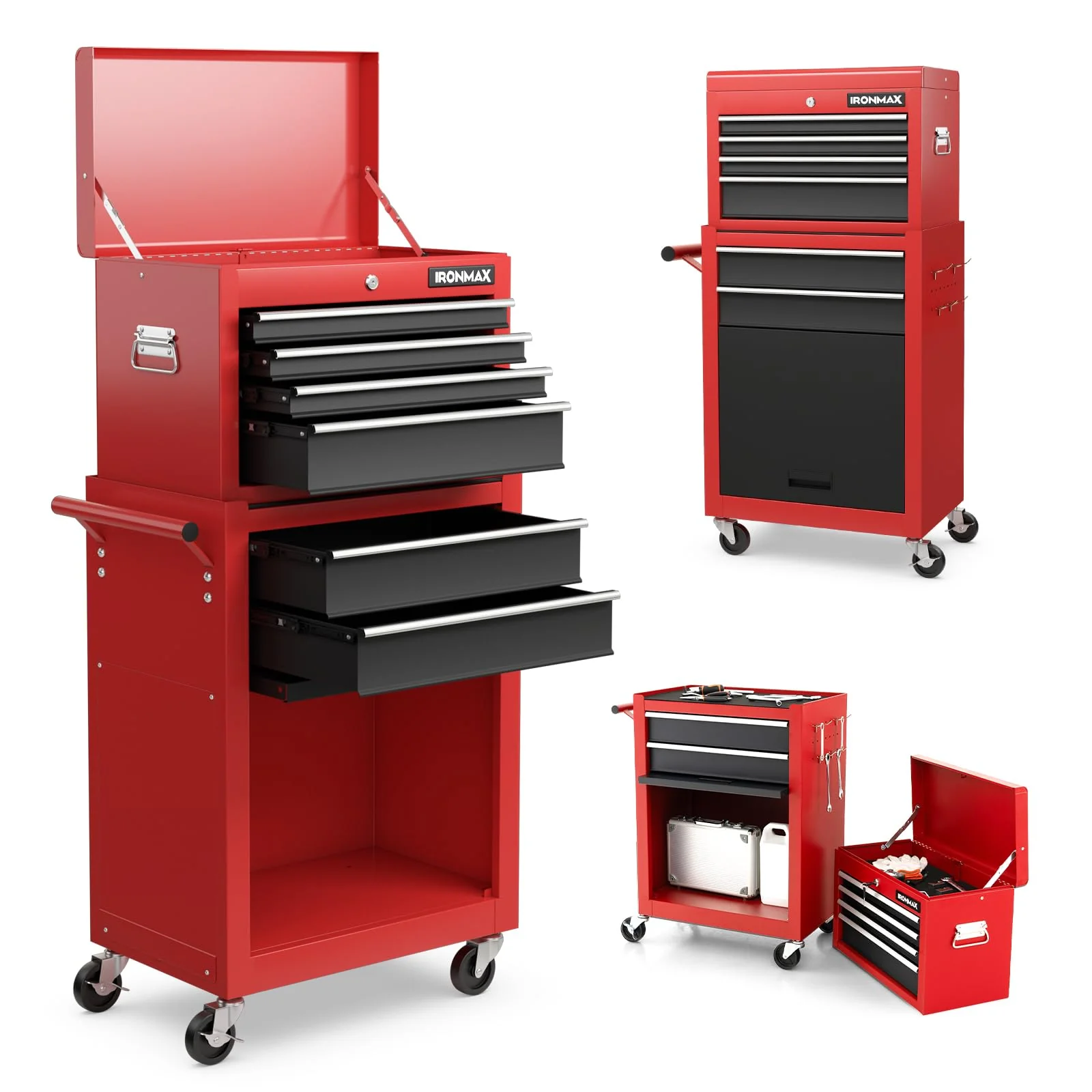6-Drawer Rolling Tool Chest Removable Tool Storage Cabinet with Sliding Drawers - Image 14