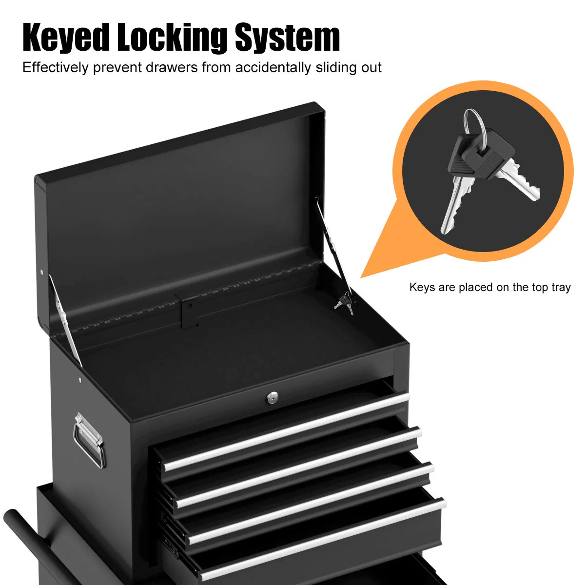 6-Drawer Rolling Tool Chest Removable Tool Storage Cabinet with Sliding Drawers - Image 6