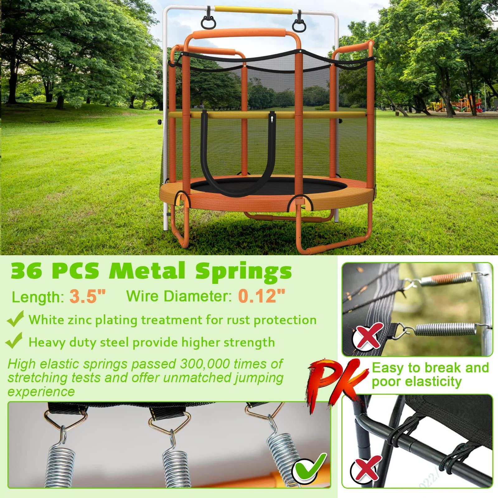 60 Inch Kids Trampoline with Safety Enclosure Net - Image 4