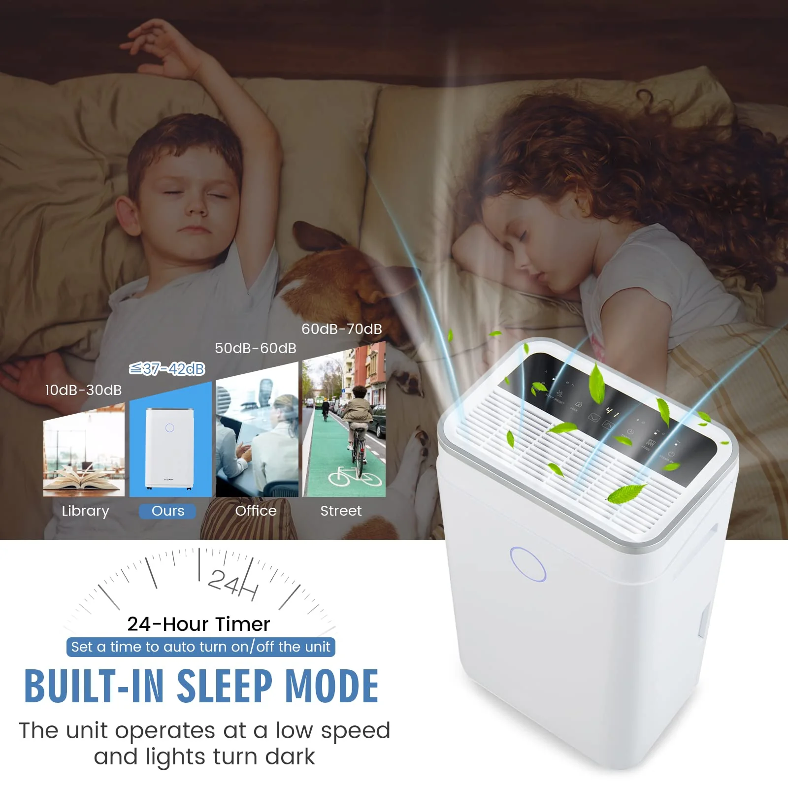 60 Pints Dehumidifier Rooms up to 4000 Sq. Ft, with 3 Modes, 3-Color Digital Display, 1.7 Gallon Water Tank - Image 6