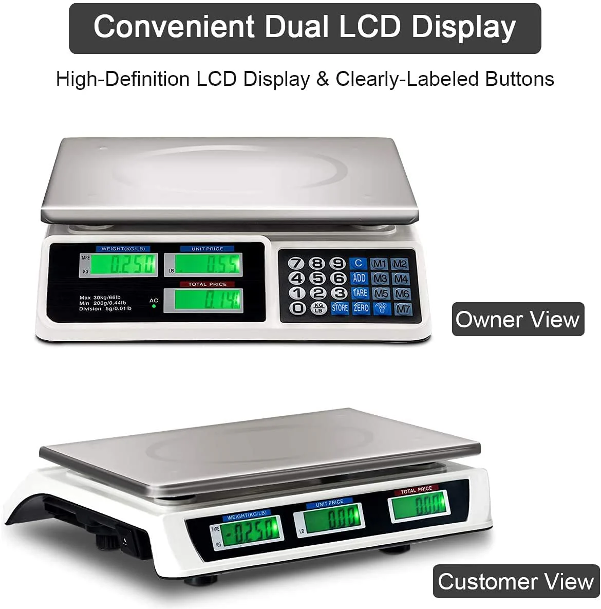 66 LB Digital Scale Price Computing Deli Electronic Counting Weight - Image 3