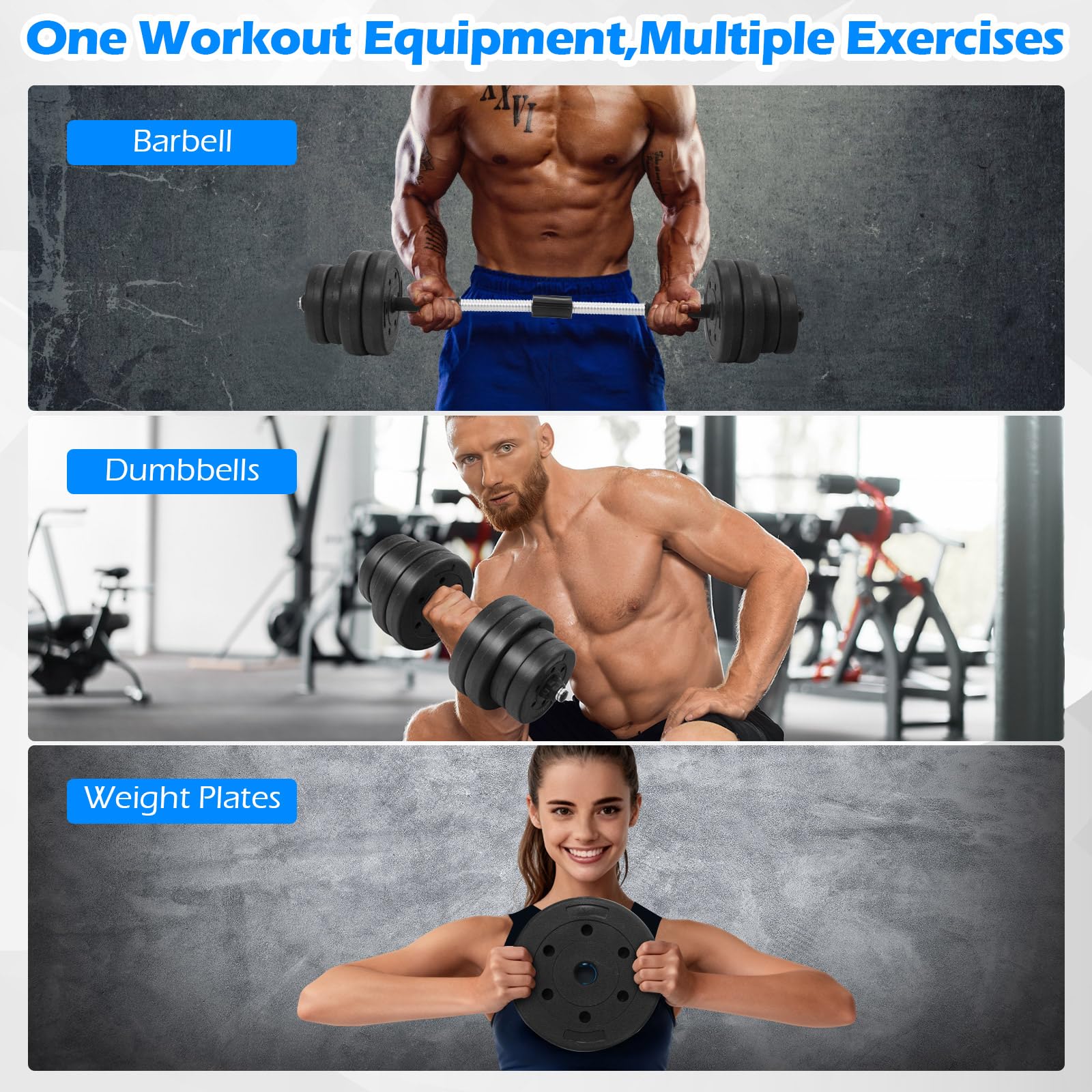 66 Lbs Fitness Dumbbell Weight Set with Adjustable Weight Plates and Handle - Image 3