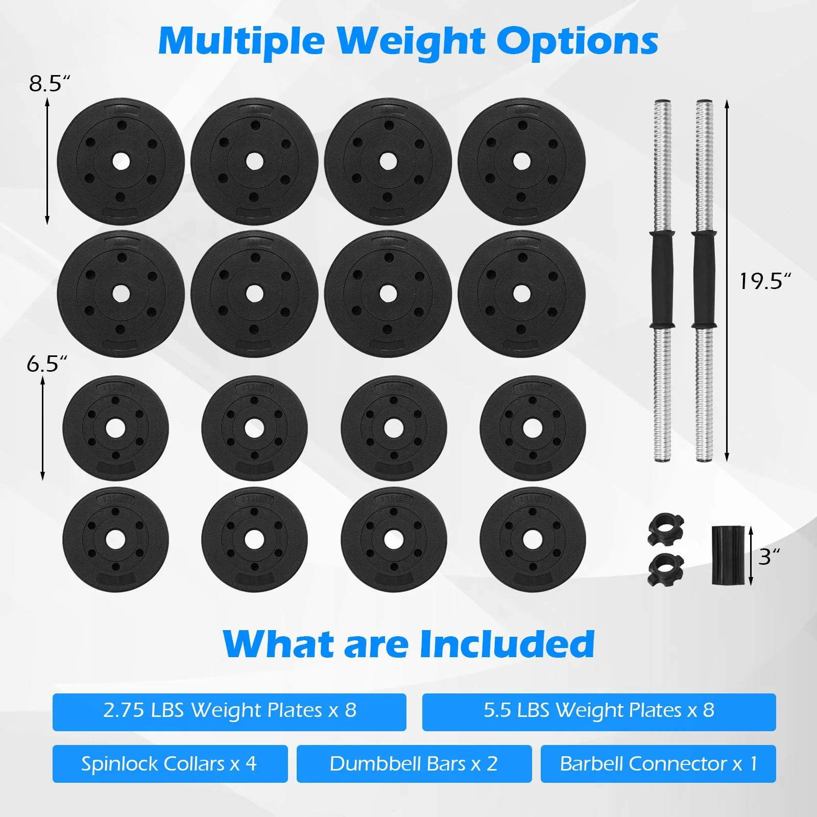 66 Lbs Fitness Dumbbell Weight Set with Adjustable Weight Plates and Handle - Image 5