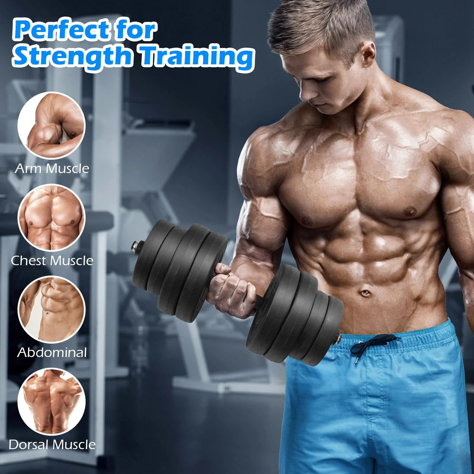 66 Lbs Fitness Dumbbell Weight Set with Adjustable Weight Plates and Handle - Image 6