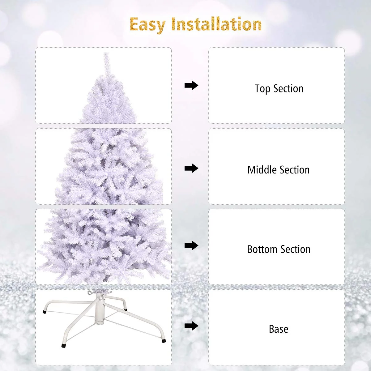 6ft /7.5ft/9ft White Artificial Christmas Tree - Image 7