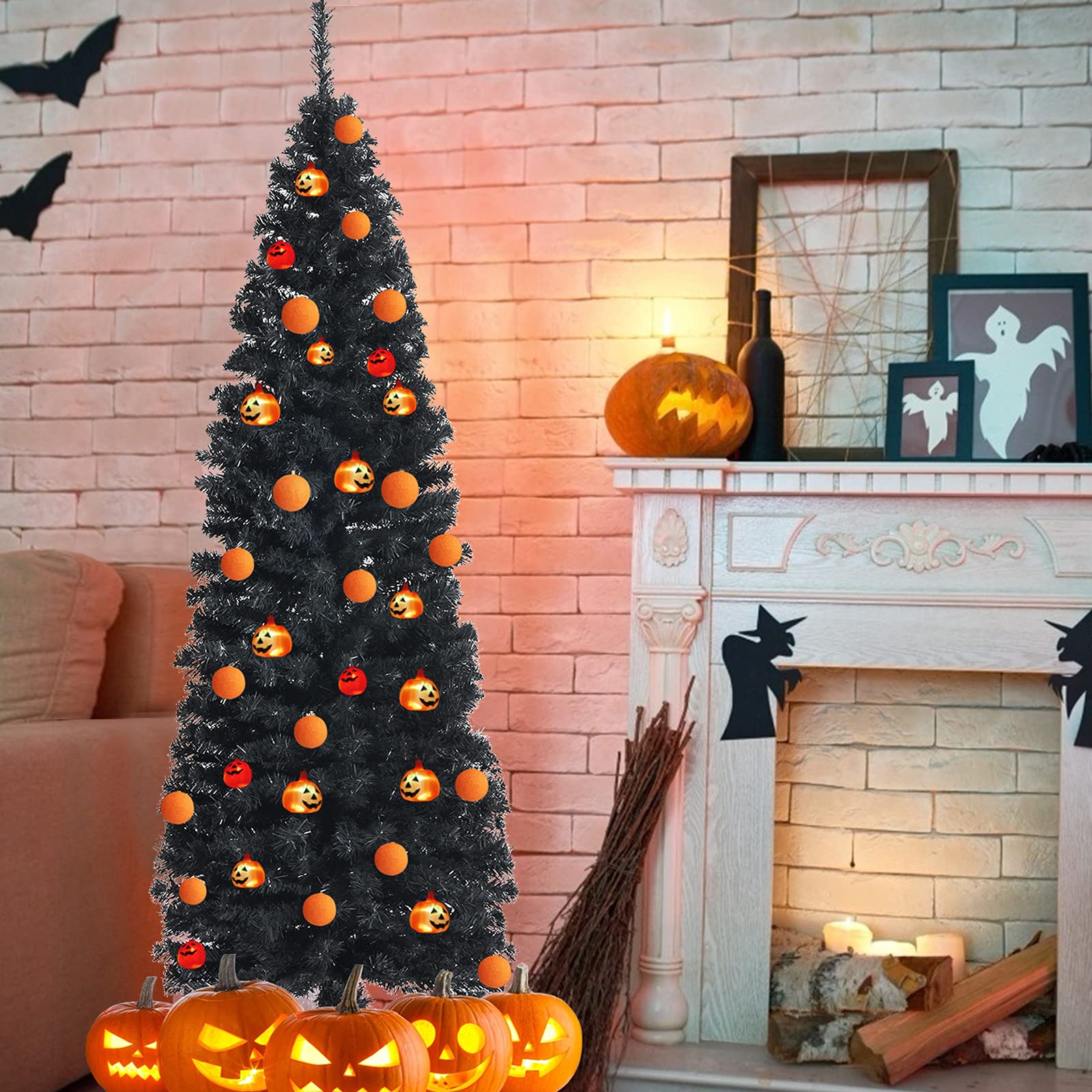 6ft Blue Pencil Christmas Tree, Artificial Slim Tree - Image 10