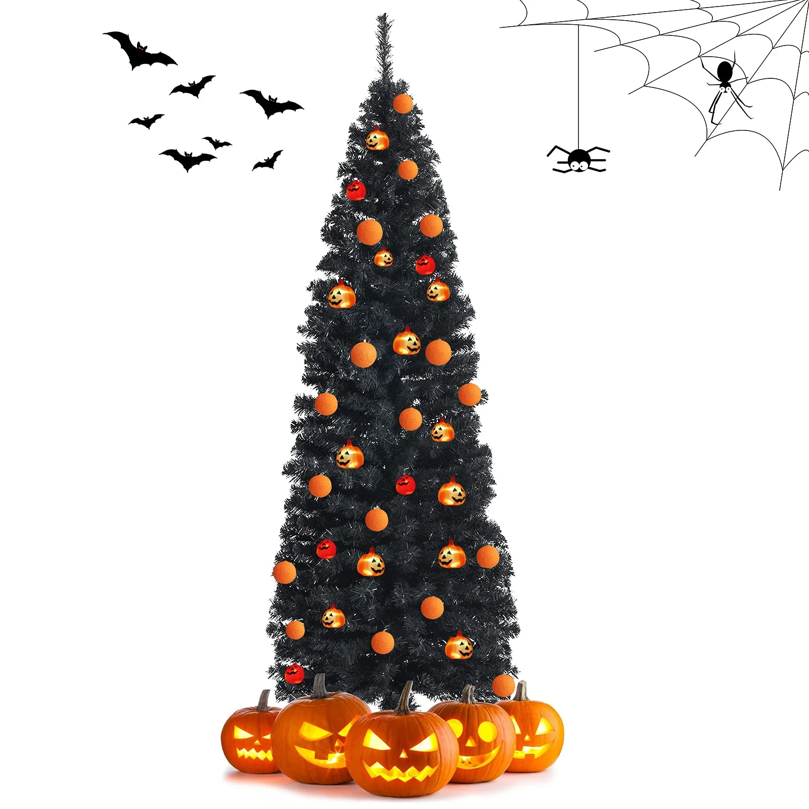 6ft Blue Pencil Christmas Tree, Artificial Slim Tree - Image 14