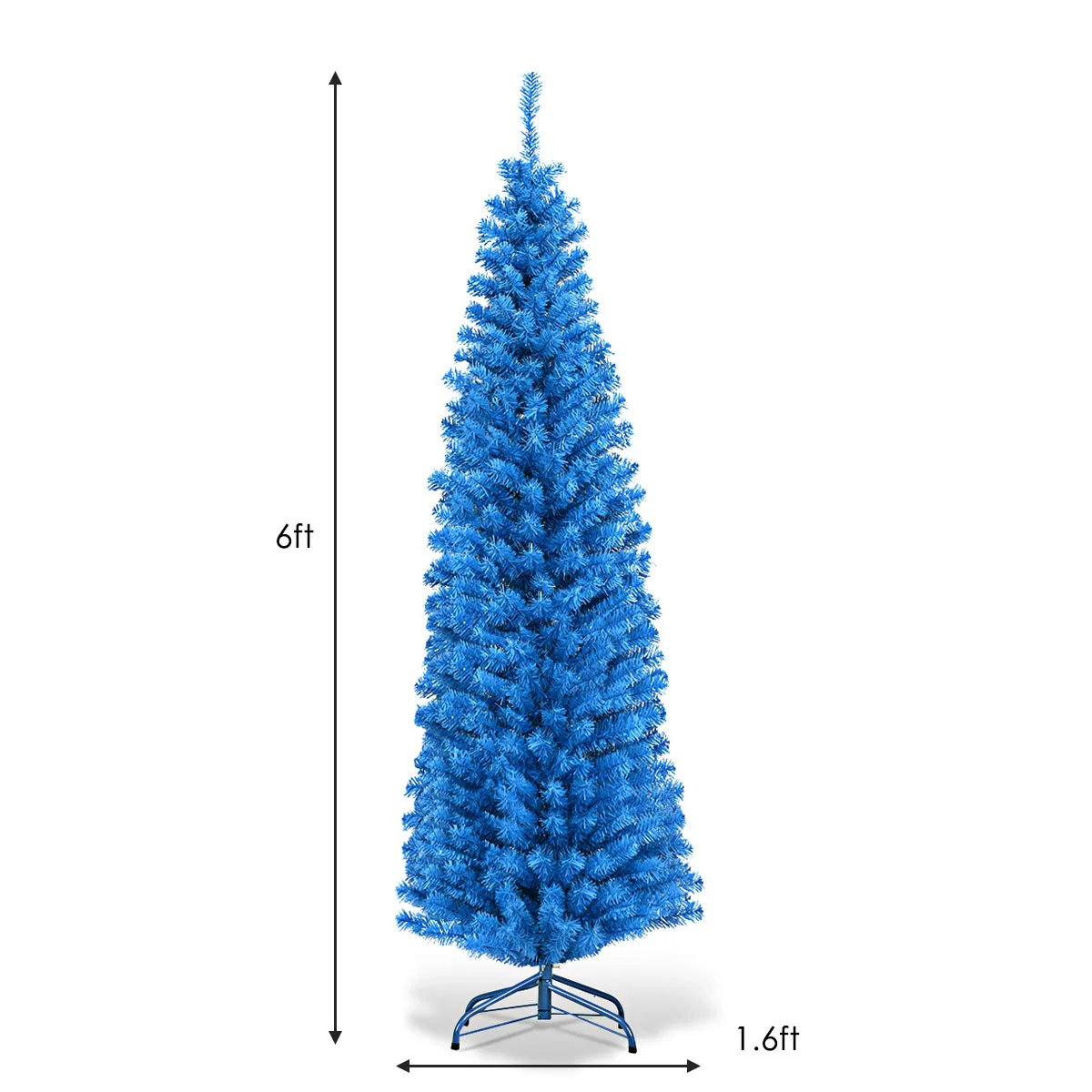 6ft Blue Pencil Christmas Tree, Artificial Slim Tree - Image 16