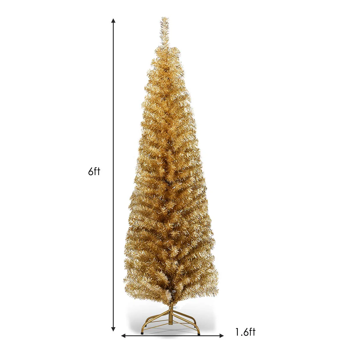 6ft Blue Pencil Christmas Tree, Artificial Slim Tree - Image 17