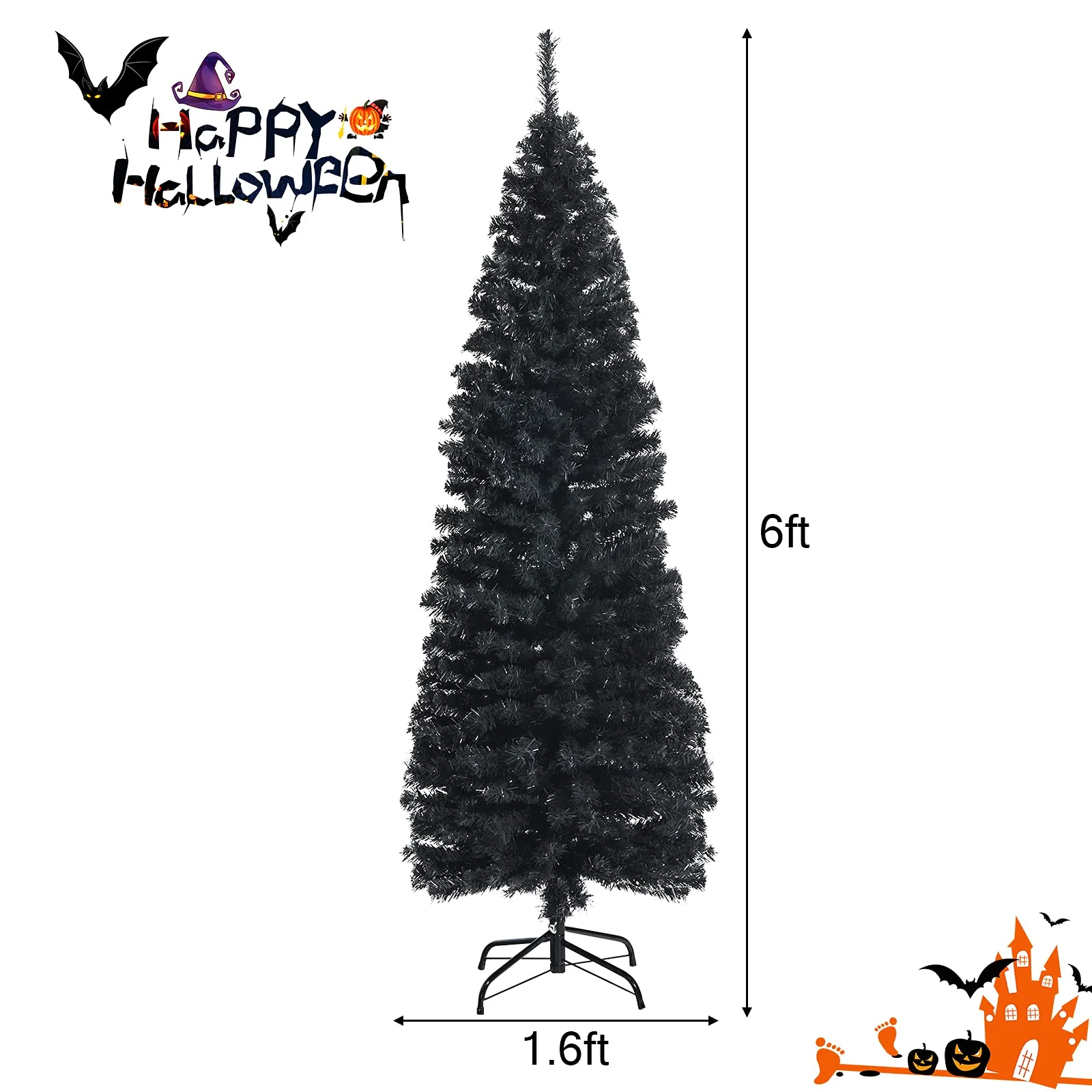 6ft Blue Pencil Christmas Tree, Artificial Slim Tree - Image 18