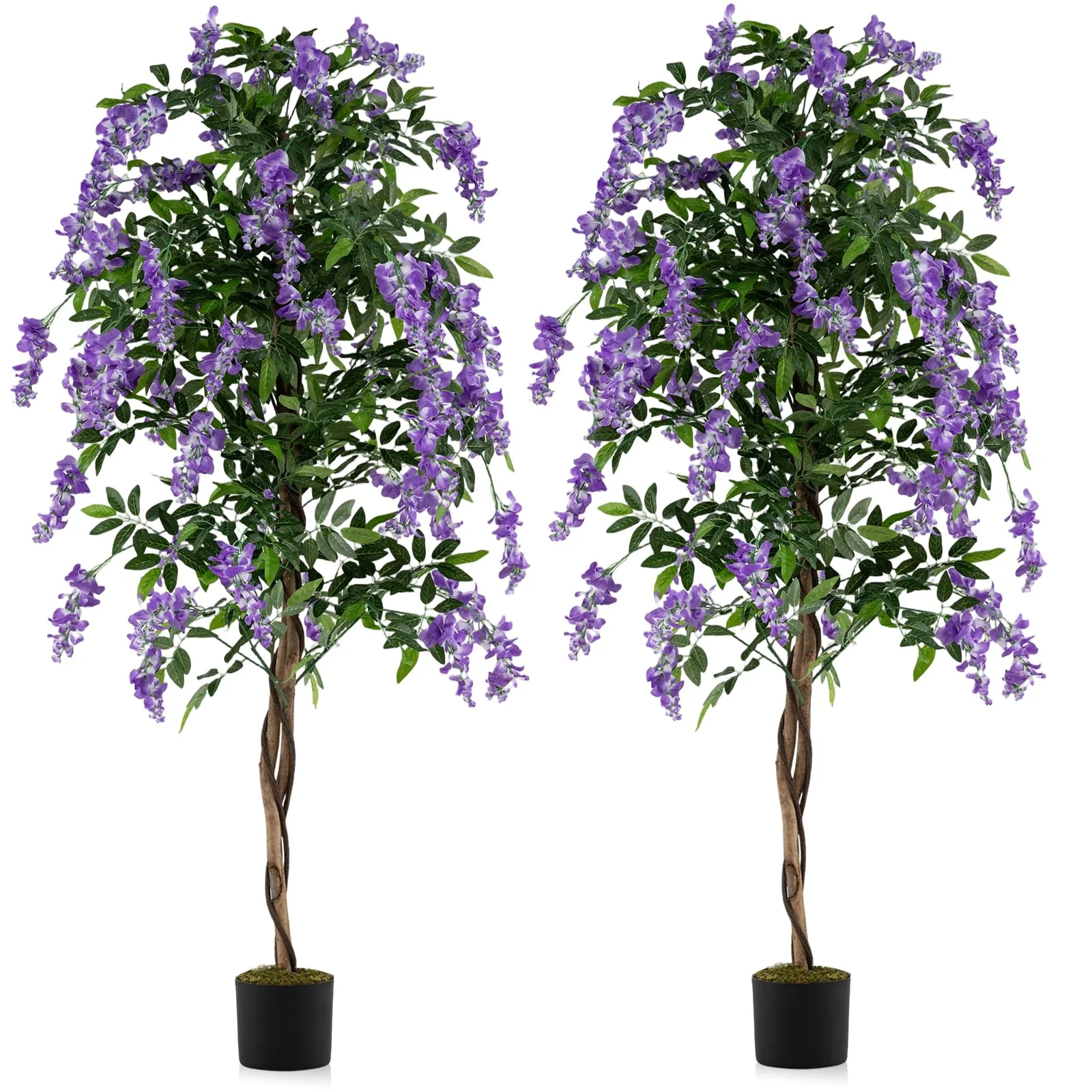 6FT Fake Wisteria Tree Artificial Greenery Plants in Nursery Pot Decorative Trees for Home - Image 14