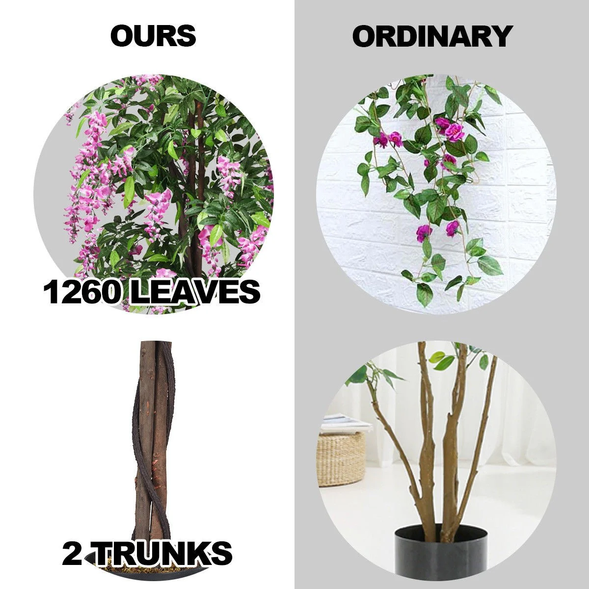 6FT Fake Wisteria Tree Artificial Greenery Plants in Nursery Pot Decorative Trees for Home - Image 6
