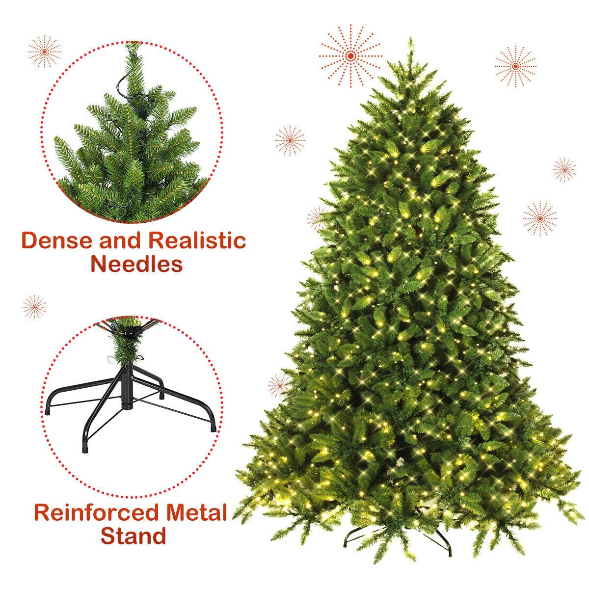 6ft Prelit Christmas Tree, Premium Hinged Artificial Fir Tree - Image 5
