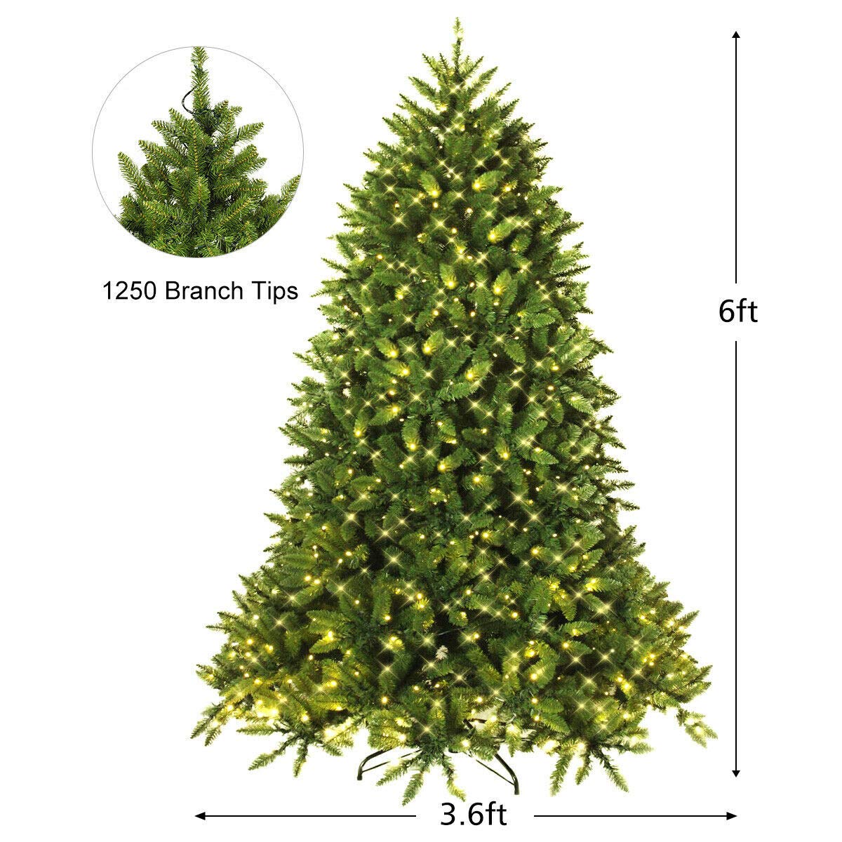 6ft Prelit Christmas Tree, Premium Hinged Artificial Fir Tree - Image 9