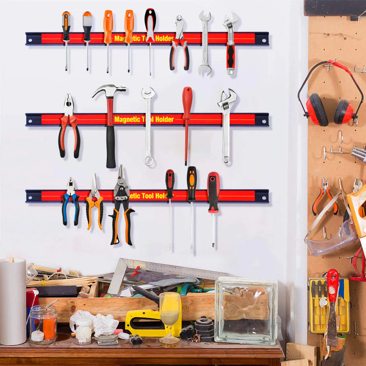 6PCS 18" Magnetic Tool Holder, Metal Magnet Tool Organizer Bars - Image 2
