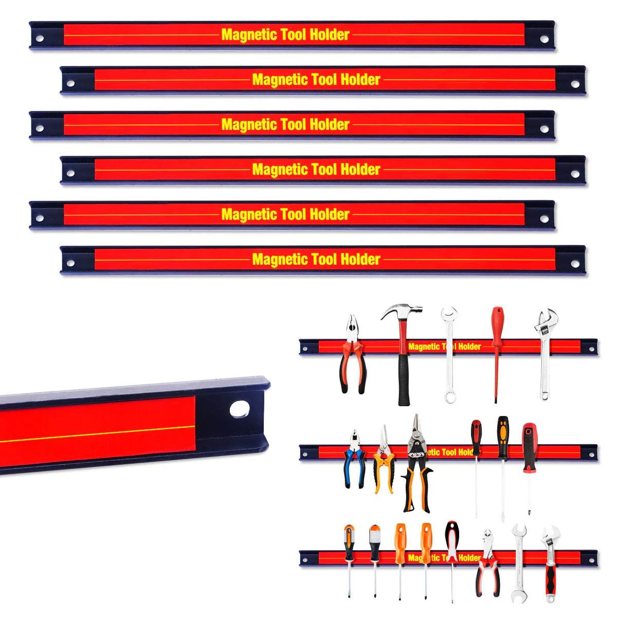 6PCS 18" Magnetic Tool Holder, Metal Magnet Tool Organizer Bars - Image 4