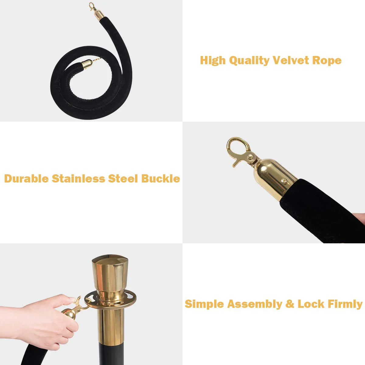 6pcs Stanchion Set, Crowd Control Barrier Stainless Steel Stanchion Posts Queue Pole - Image 6