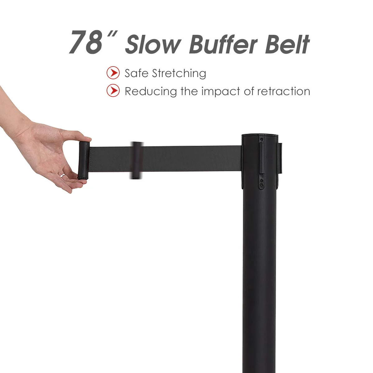 6Pcs Stanchions, Crowd Control Barriers with 6.5' Retractable Belt - Image 4