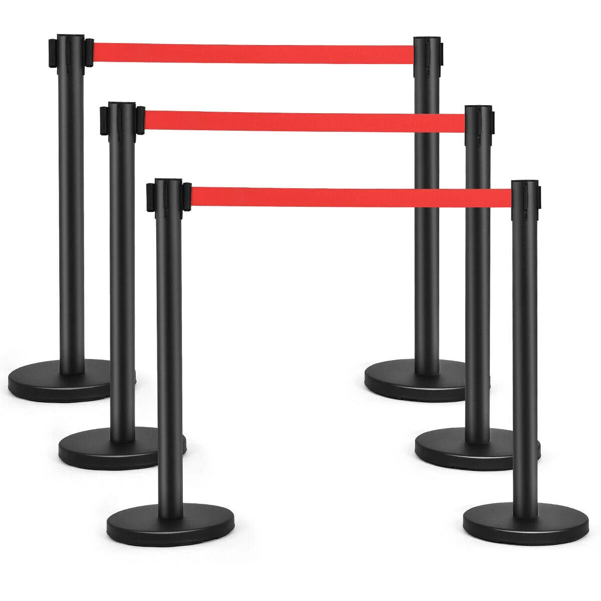 6Pcs Stanchions, Crowd Control Barriers with 6.5' Retractable Belt - Image 9