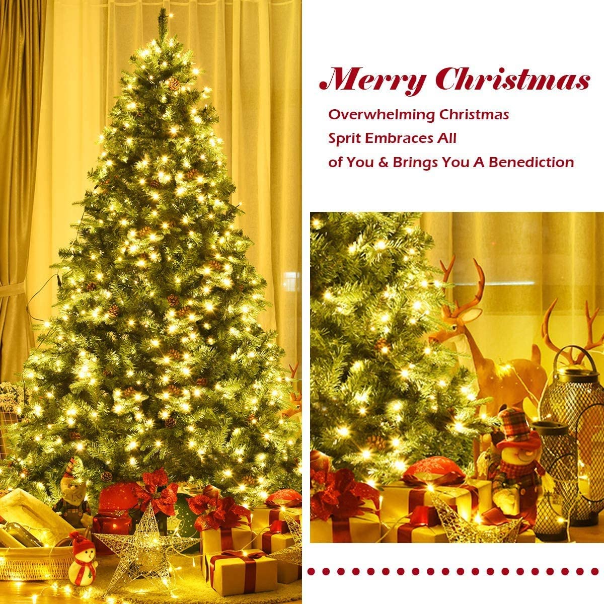 Pre-Lit Artificial Christmas Tree Premium Spruce Hinged Tree with 540 LED Lights - Image 3