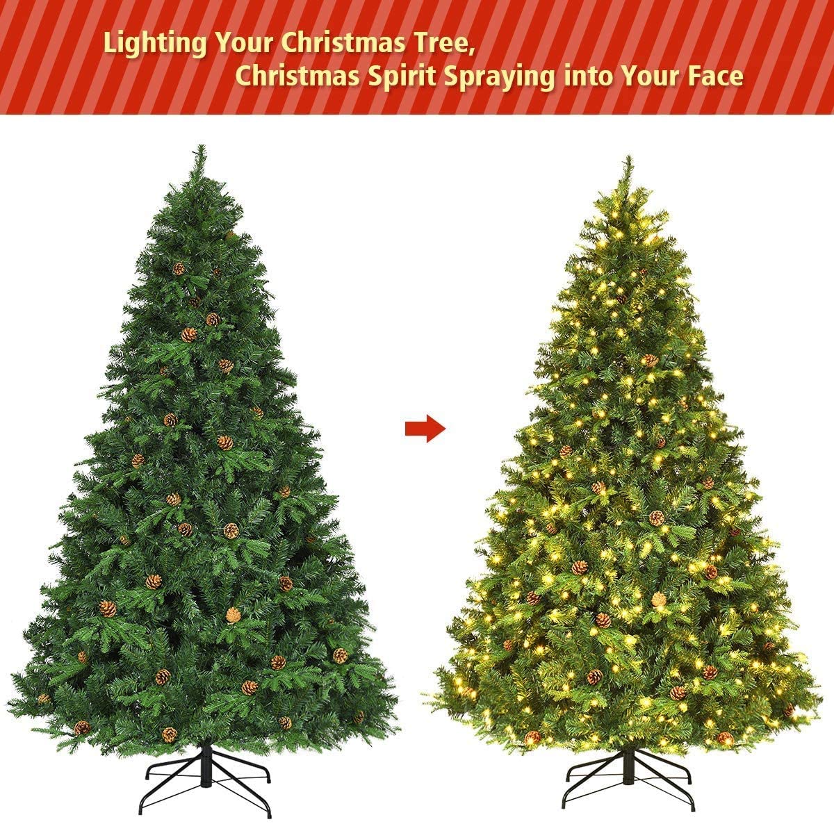 Pre-Lit Artificial Christmas Tree Premium Spruce Hinged Tree with 540 LED Lights - Image 6