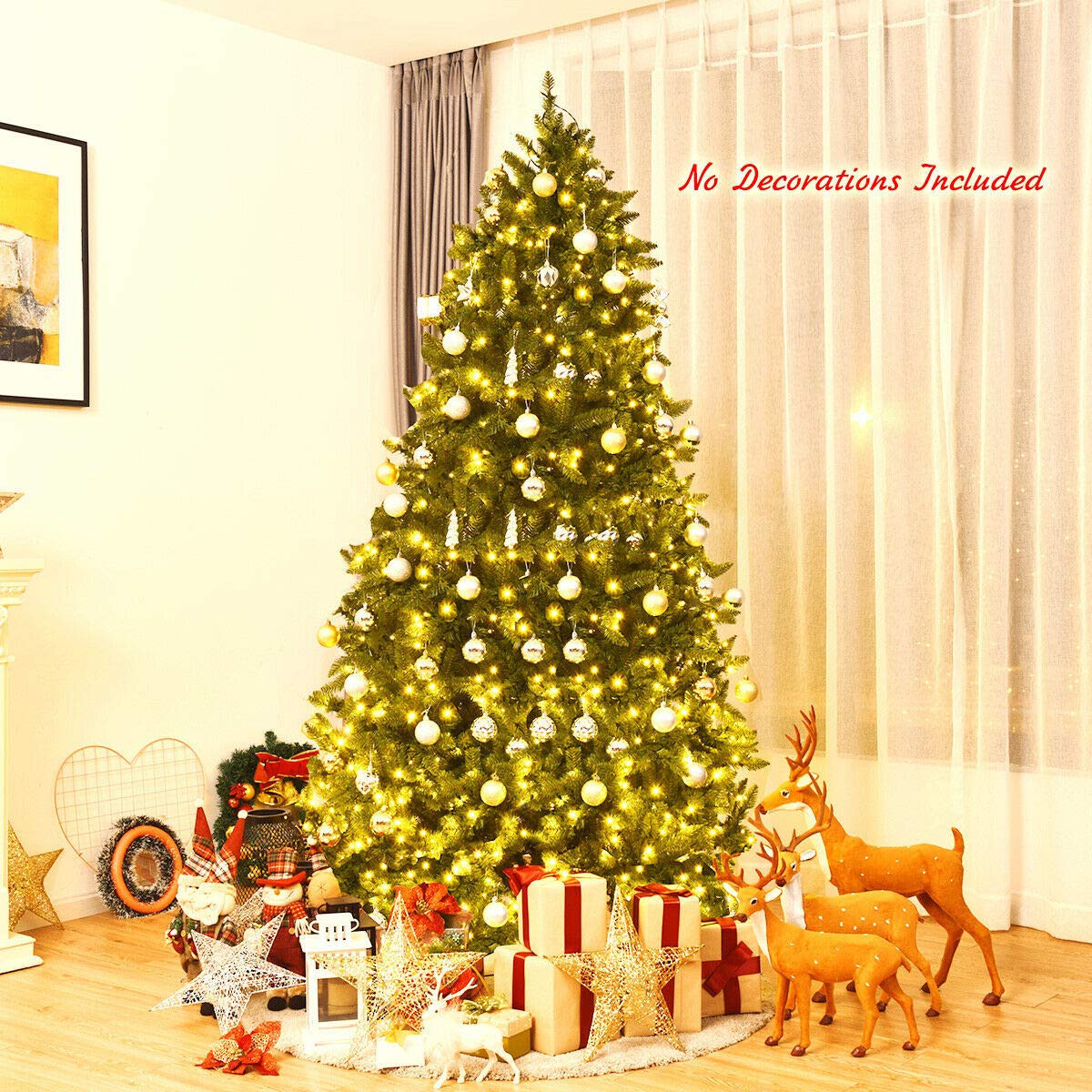 7.5ft Prelit Christmas Tree, Premium Hinged Artificial Fir Tree - Image 2