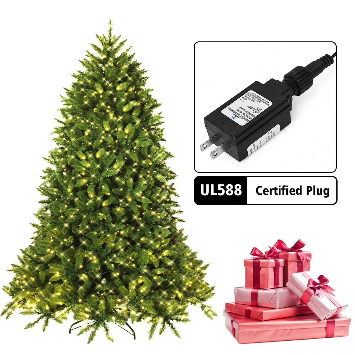 7.5ft Prelit Christmas Tree, Premium Hinged Artificial Fir Tree - Image 6