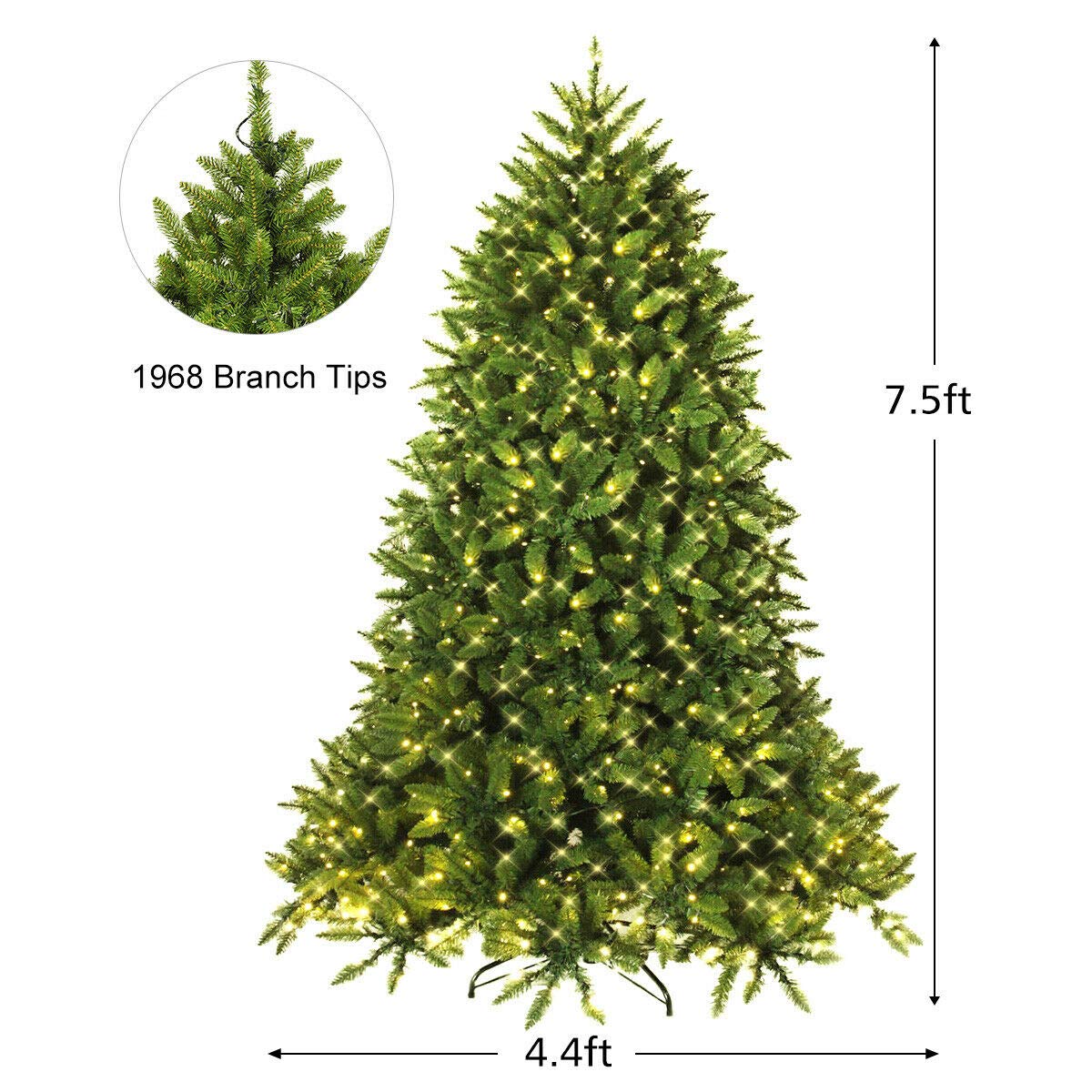 7.5ft Prelit Christmas Tree, Premium Hinged Artificial Fir Tree - Image 8