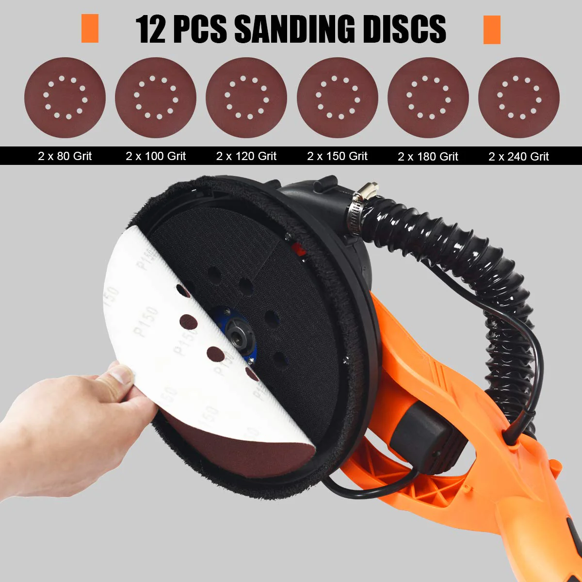 750W Drywall Sander 12 Sanding Disks & Carrying Bag (Foldable) - Image 3