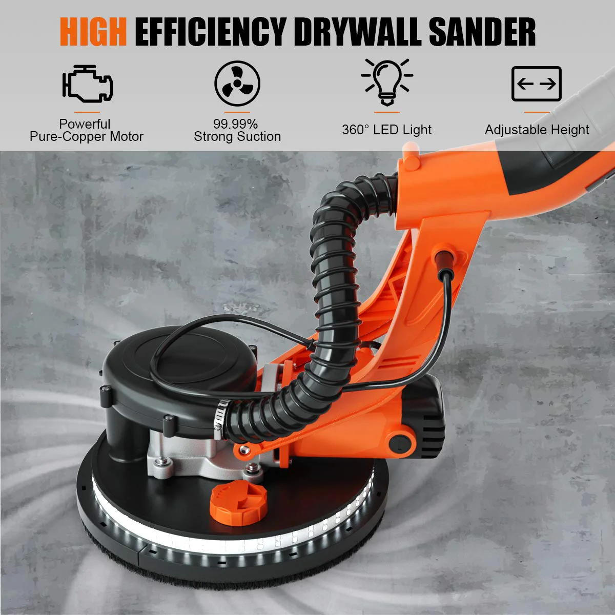 750W Drywall Sander 12 Sanding Disks & Carrying Bag (Foldable) - Image 4