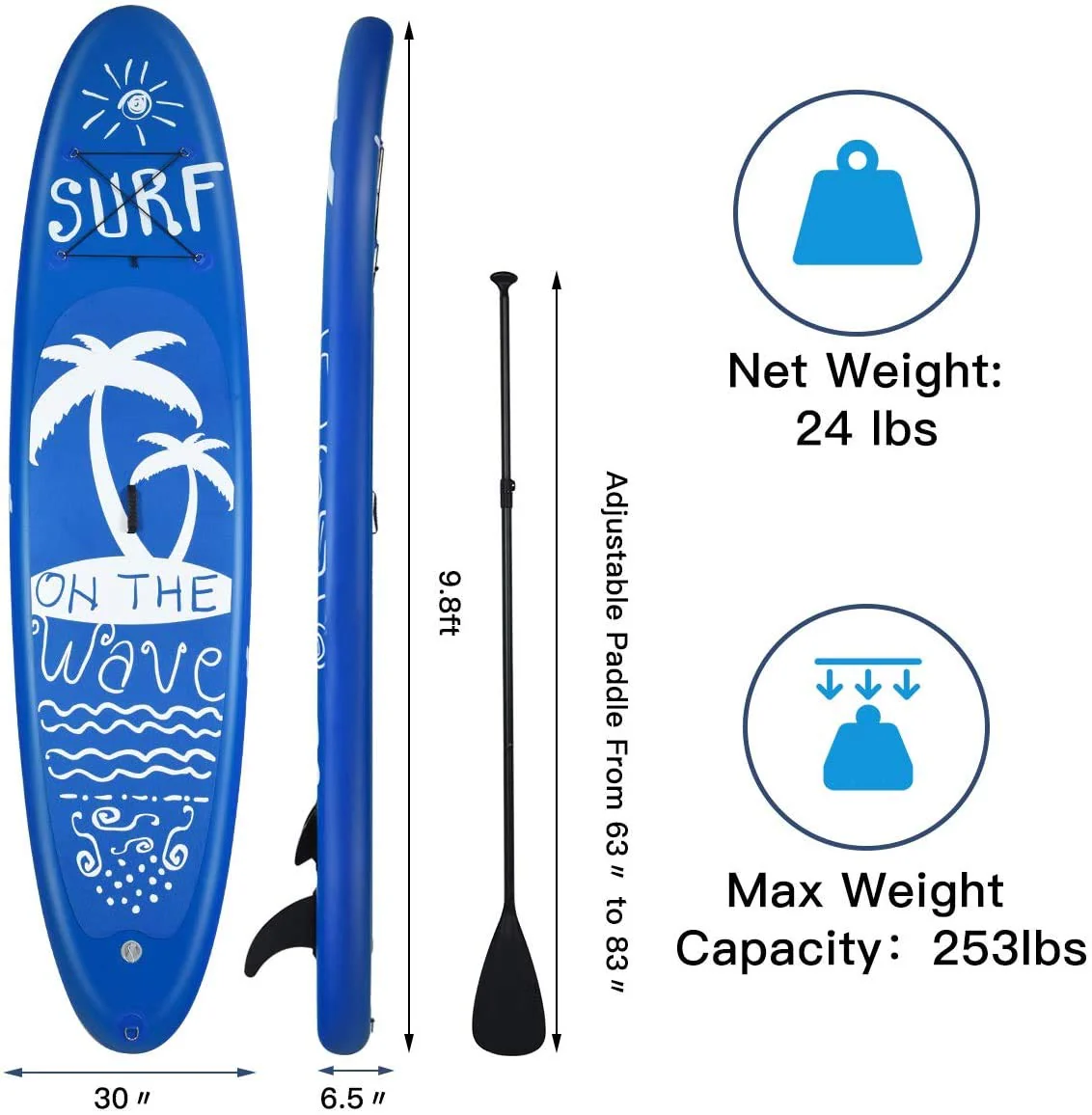 9.8'/10'/11' Inflatable Stand Up Paddle Board, 6.5" Thick SUP with Premium Accessories and Carry Bag - Image 9