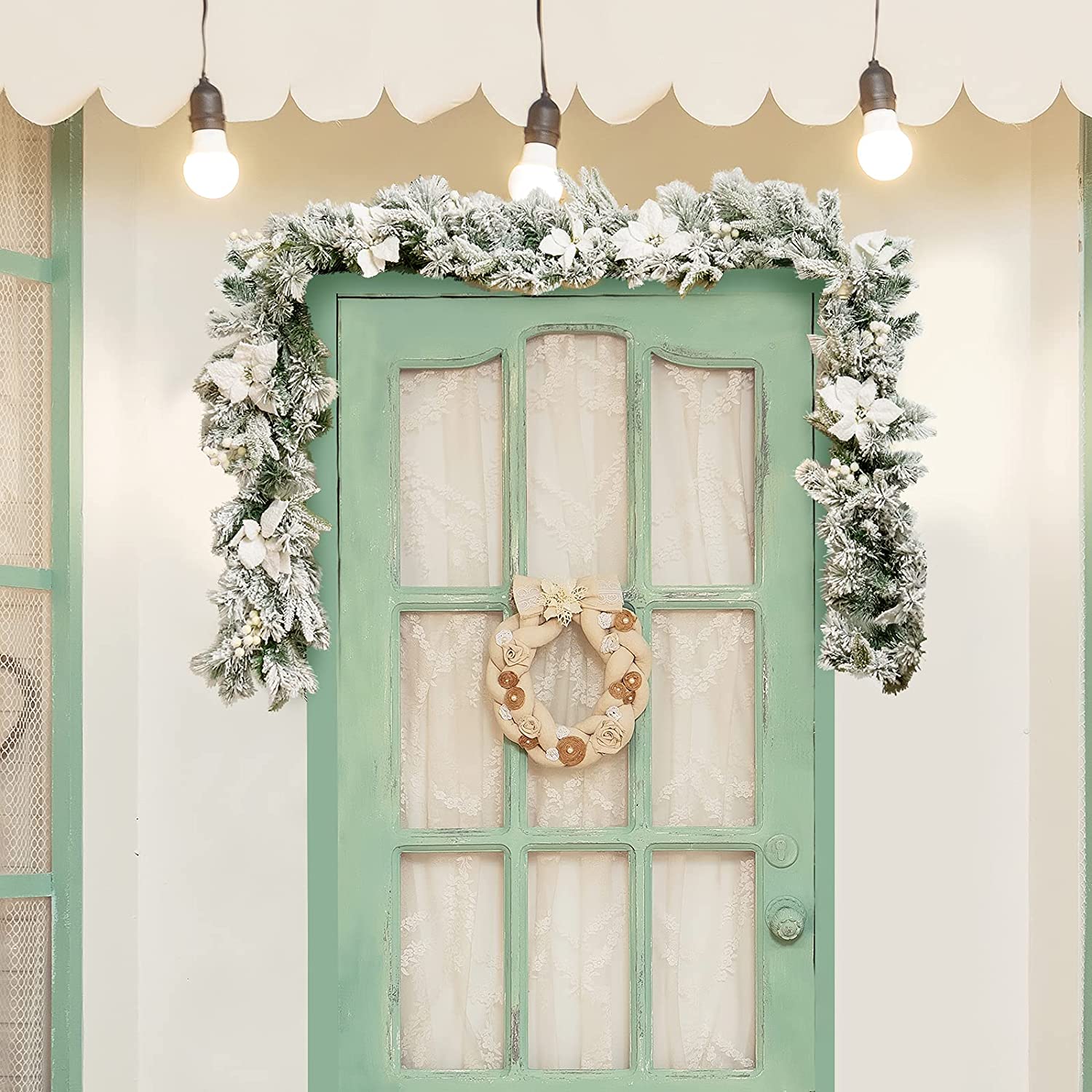 9ft Snow Flocked Christmas Garland with 50 LED Light - Image 4