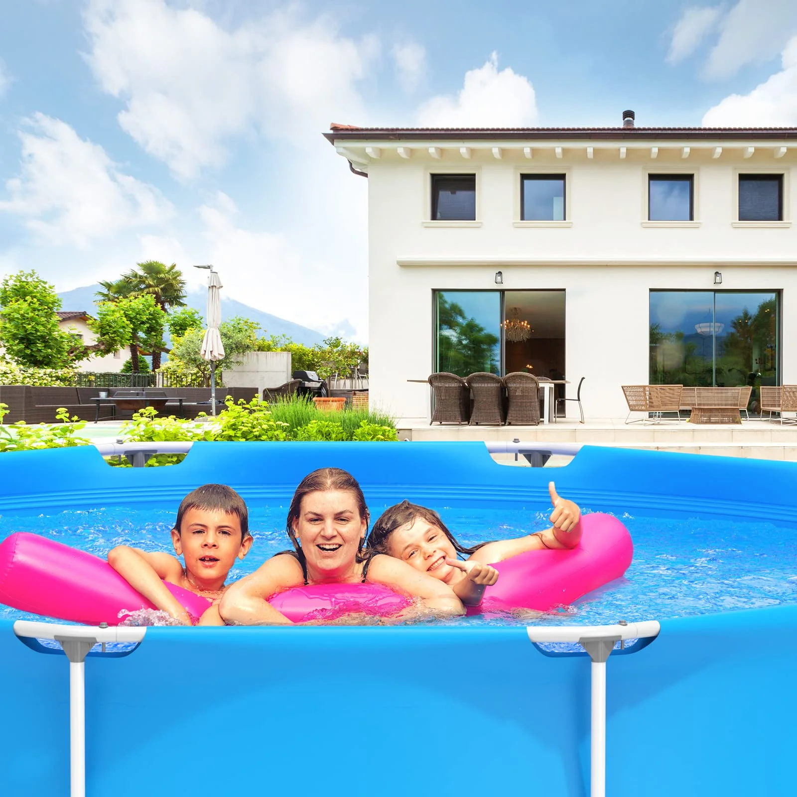 Above Ground Swimming Pool, 12ft x 12ft x 30inch Outdoor Steel Frame Pool - Image 9