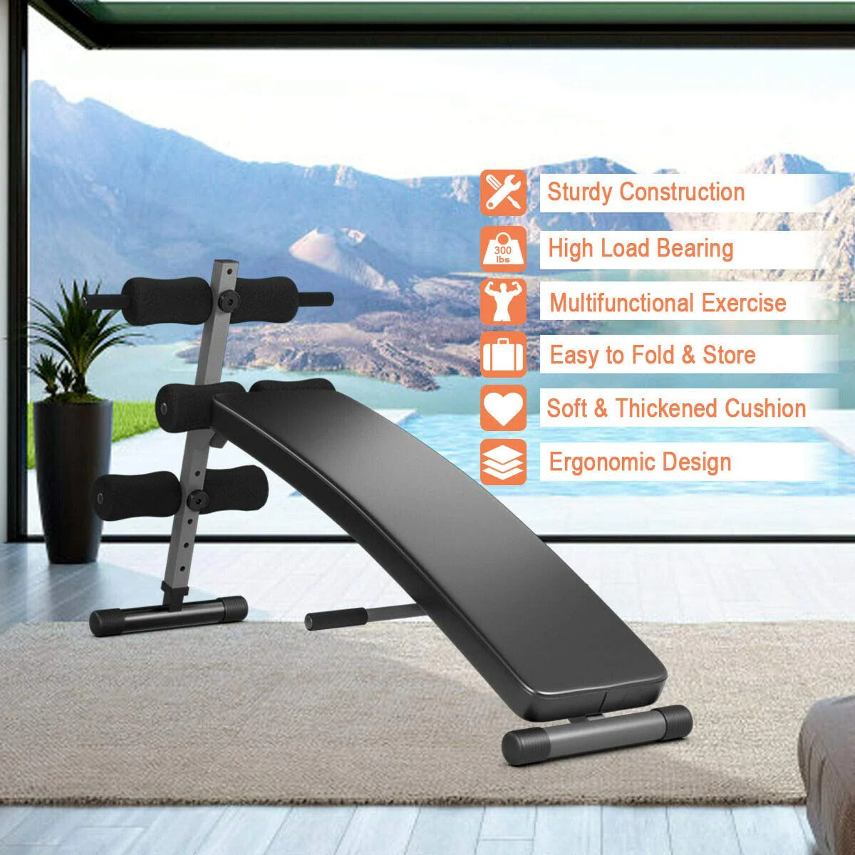 Adjustable Bench Sit up Bench Slant Board Decline Ab Bench Crunch Board - Image 7