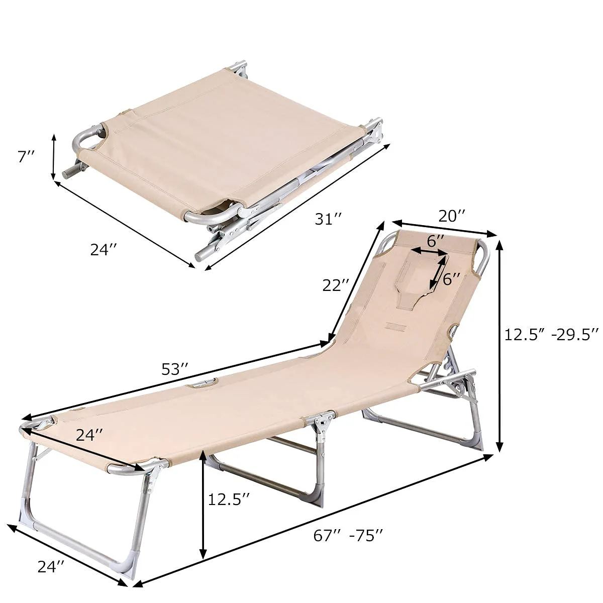 Adjustable Chaise Lounge Chair Recliner - Image 9