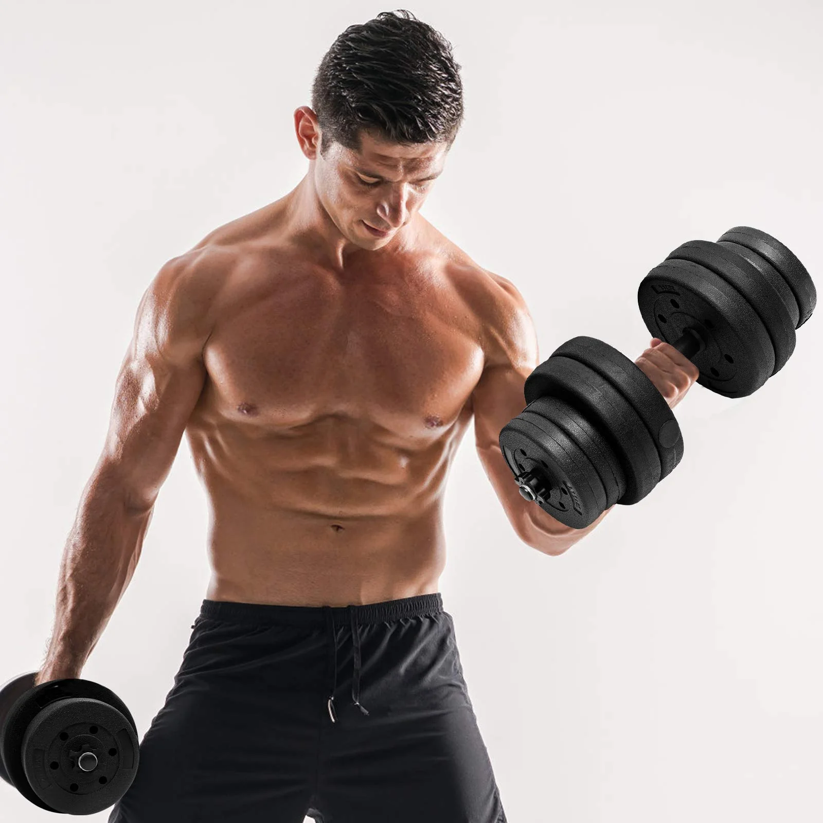 Adjustable Dumbbell Barbell Weight Pair 66 lbs - Image 4