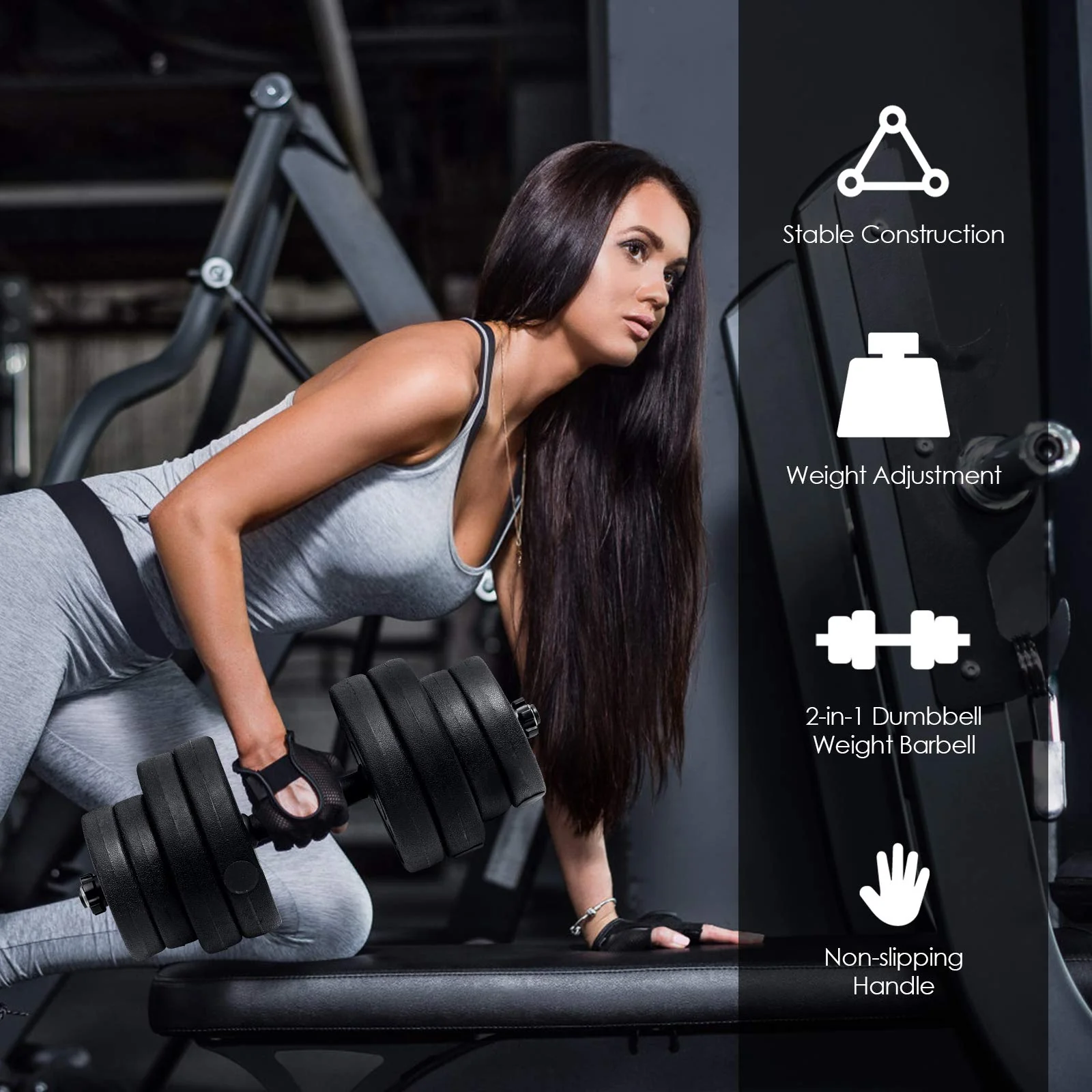 Adjustable Dumbbell Barbell Weight Pair 66 lbs - Image 5