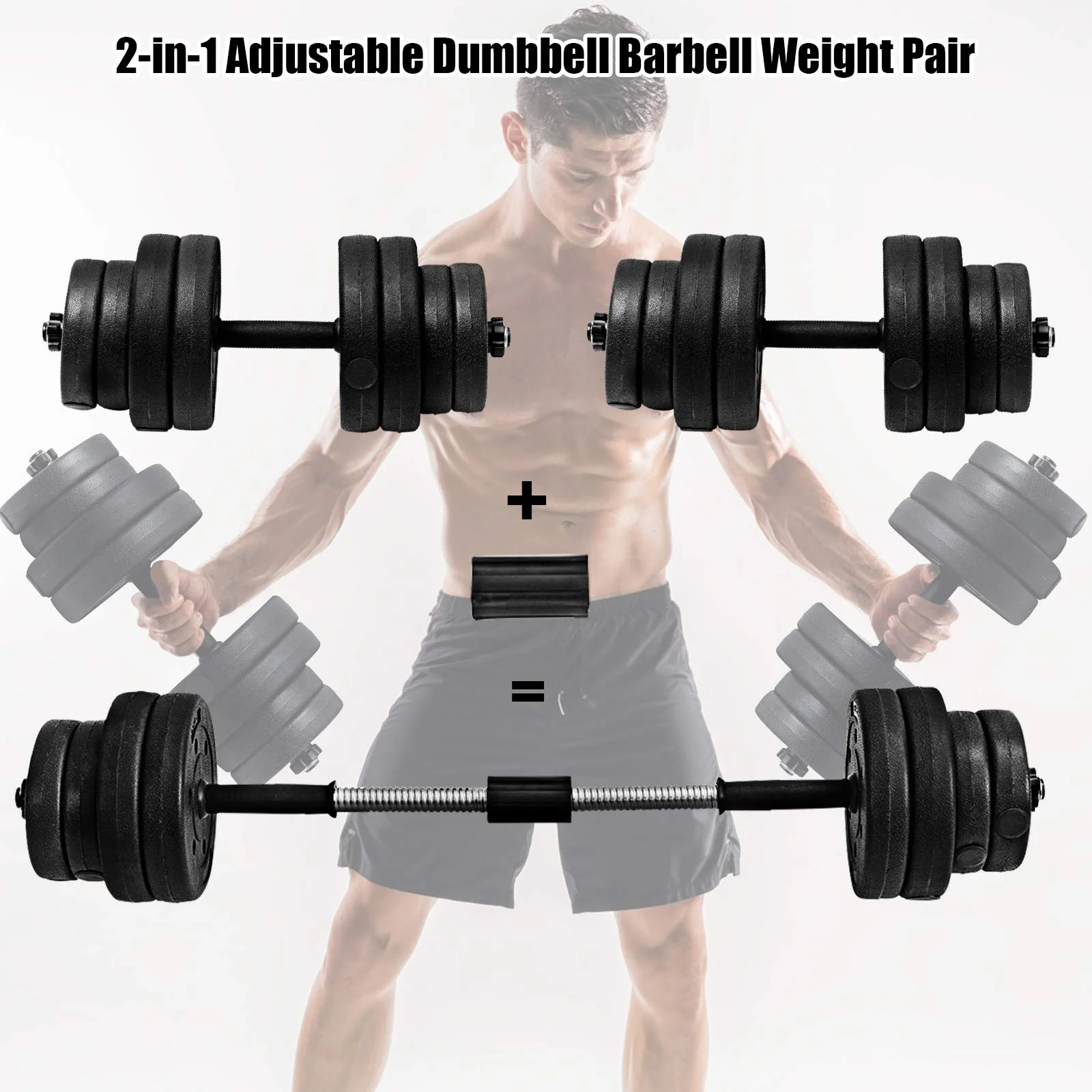 Adjustable Dumbbell Barbell Weight Pair 66 lbs - Image 7