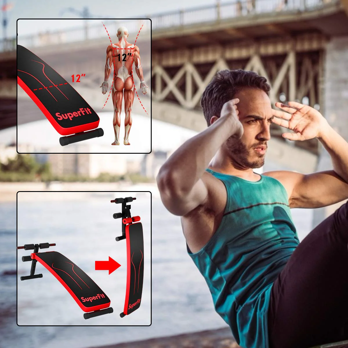 Adjustable Sit Up Bench, Abdominal Training Workout Slant Bench - Image 3