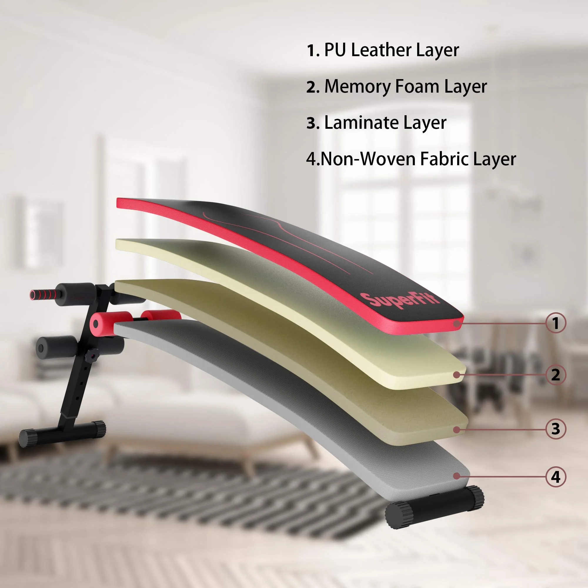 Adjustable Sit Up Bench, Abdominal Training Workout Slant Bench - Image 4