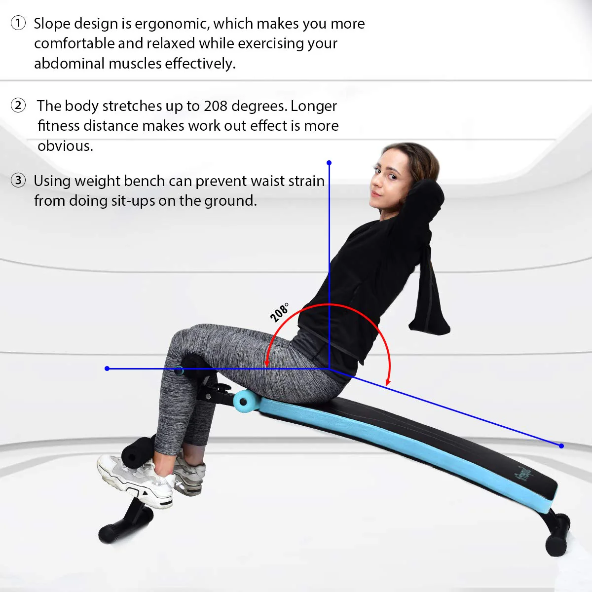 Adjustable Sit Up Bench, Abdominal Training Workout Slant Bench - Image 6