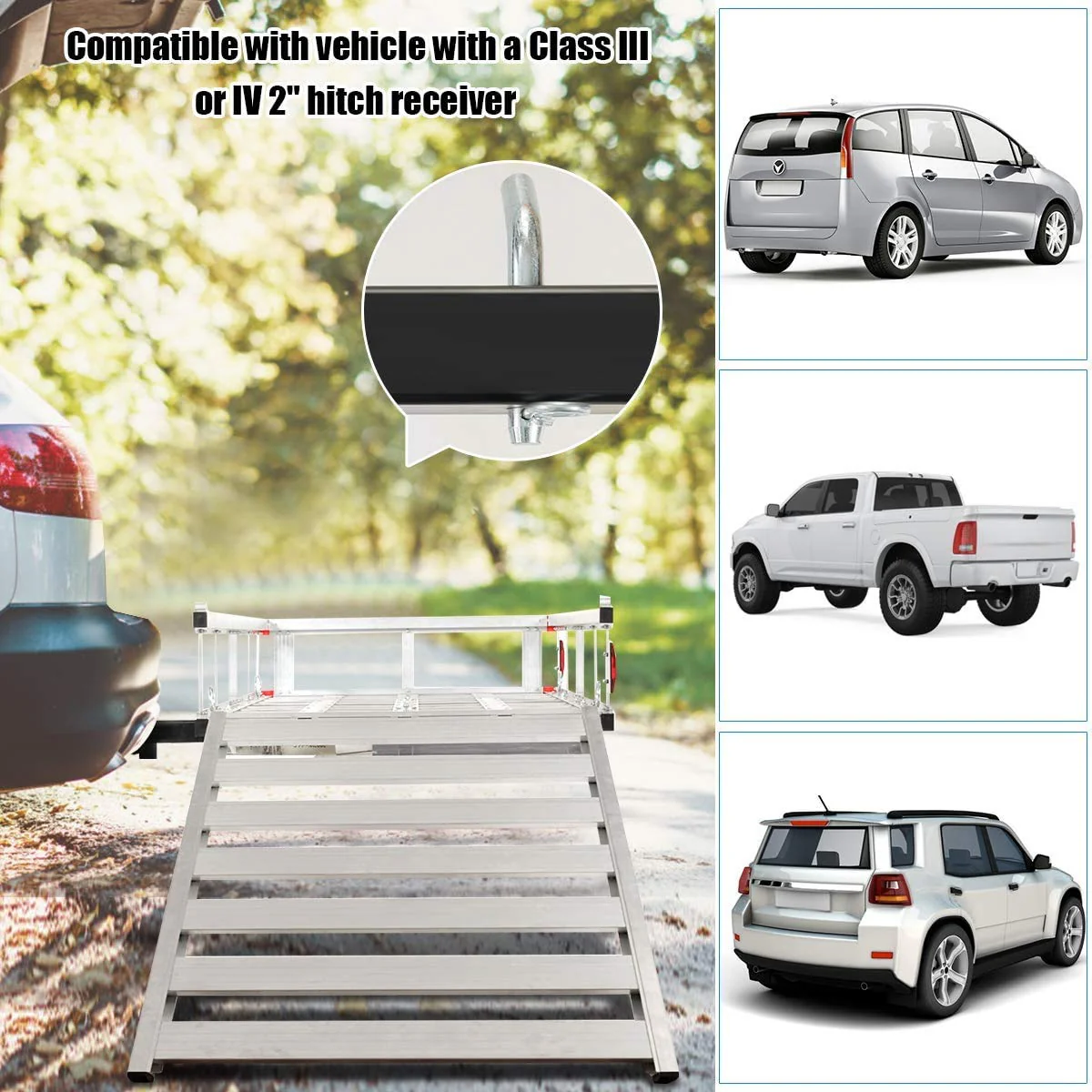 Aluminum Cargo Carrier, 50"x29.5" Hitch Mounted Wheelchair Scooter Mobility Carrier - Image 3